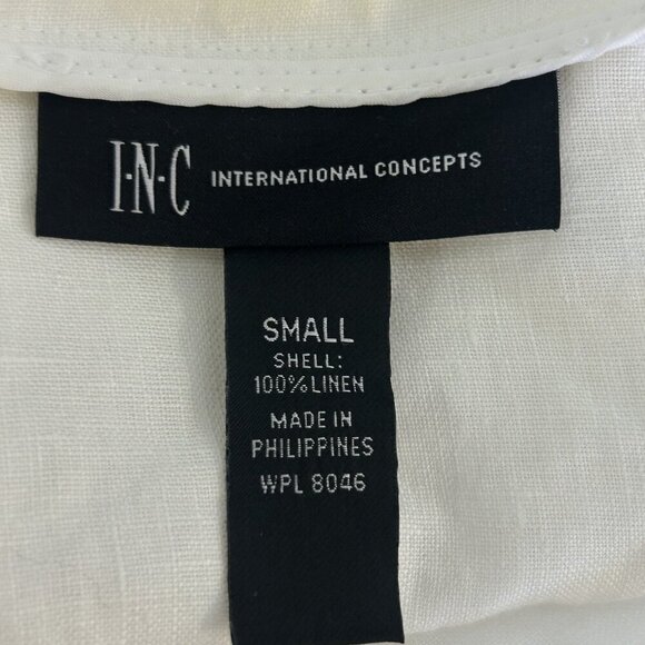 INC International Concepts White 100% Linen Studded Sleeve Waterfall Jacket - Picture 4 of 10